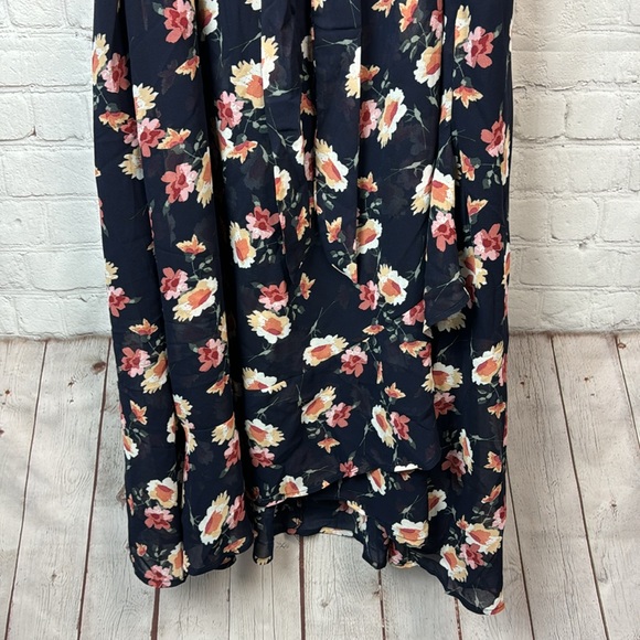 BloomChic Navy Floral Pocket Split Sleeve Asymmetrical Hem Dress Size 12 Large - Picture 5 of 6